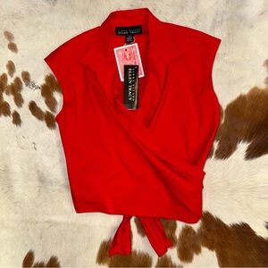 Ellen Tracy NWT - Women’s M Red Wrap Blouse